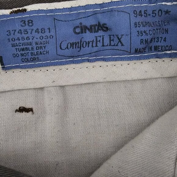 Cintas Comfort Flex Chino Flat Front Cotton Blend Gray Uniform Workwear Pants - Picture 2 of 7